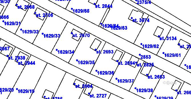 Parcela st. 2693 v KÚ Vlašim, Katastrální mapa