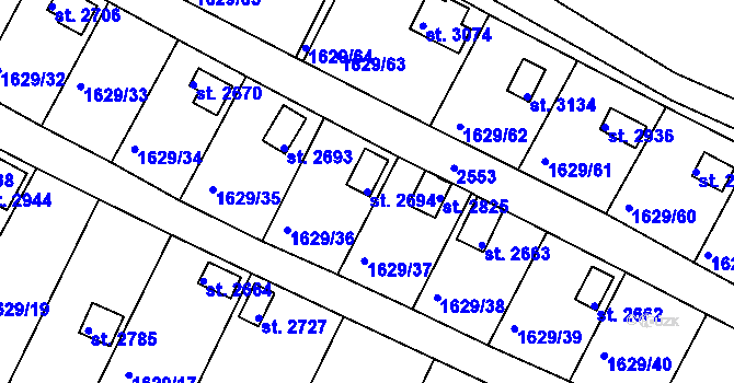 Parcela st. 2694 v KÚ Vlašim, Katastrální mapa