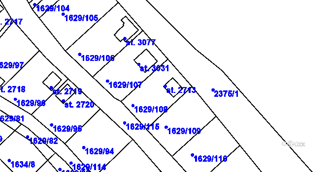 Parcela st. 2713 v KÚ Vlašim, Katastrální mapa