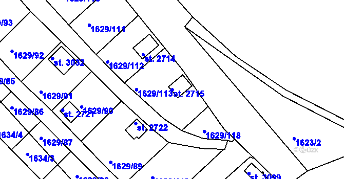 Parcela st. 2715 v KÚ Vlašim, Katastrální mapa