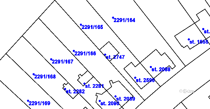 Parcela st. 2747 v KÚ Vlašim, Katastrální mapa