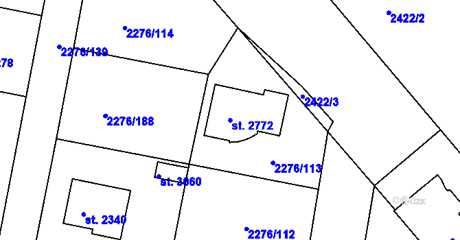 Parcela st. 2772 v KÚ Vlašim, Katastrální mapa