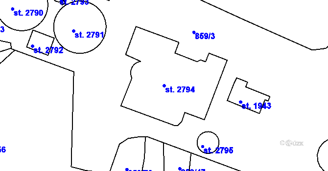 Parcela st. 2794 v KÚ Vlašim, Katastrální mapa