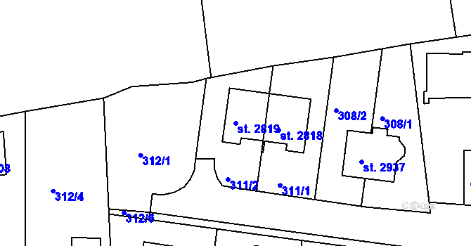 Parcela st. 2819 v KÚ Vlašim, Katastrální mapa