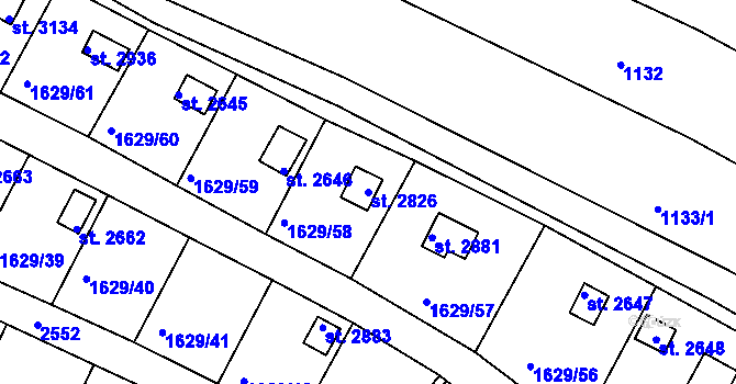 Parcela st. 2826 v KÚ Vlašim, Katastrální mapa