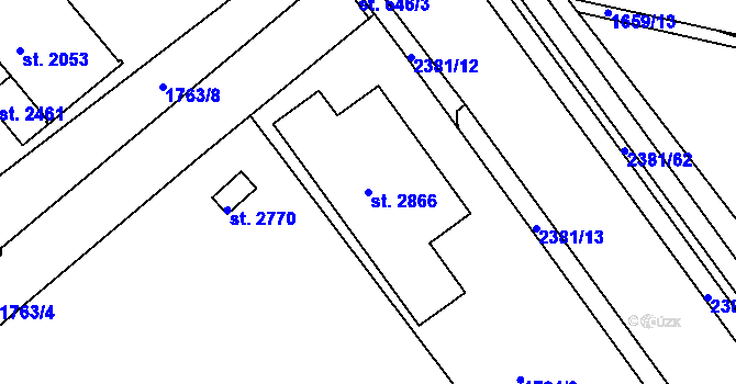 Parcela st. 2866 v KÚ Vlašim, Katastrální mapa