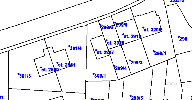 Parcela st. 2897 v KÚ Vlašim, Katastrální mapa