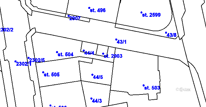Parcela st. 2903 v KÚ Vlašim, Katastrální mapa