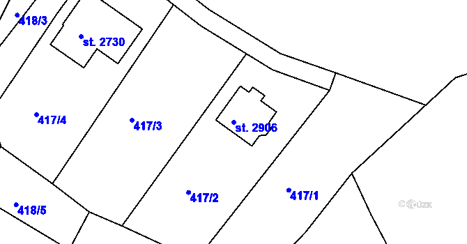 Parcela st. 2906 v KÚ Vlašim, Katastrální mapa