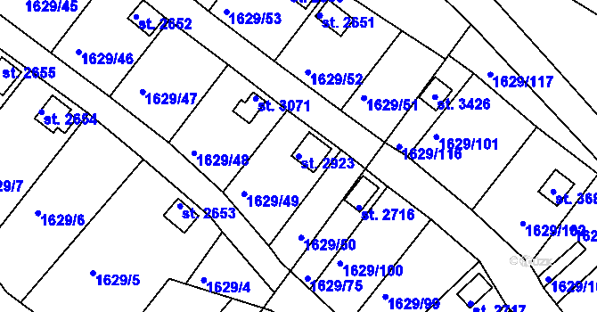 Parcela st. 2923 v KÚ Vlašim, Katastrální mapa