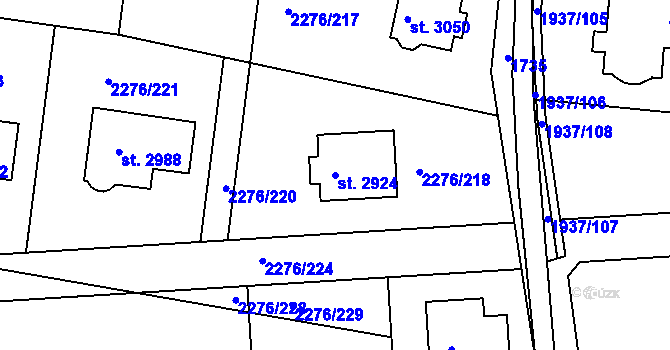Parcela st. 2924 v KÚ Vlašim, Katastrální mapa