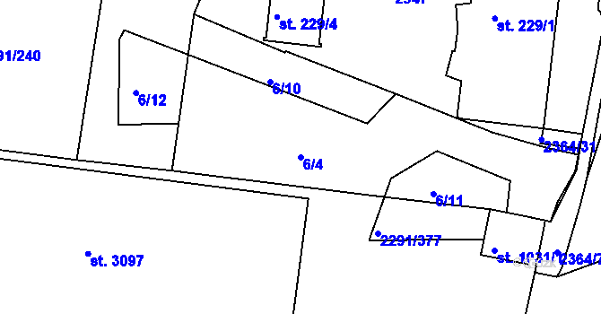 Parcela st. 6/4 v KÚ Vlašim, Katastrální mapa