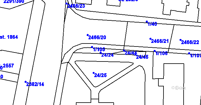 Parcela st. 24/24 v KÚ Vlašim, Katastrální mapa