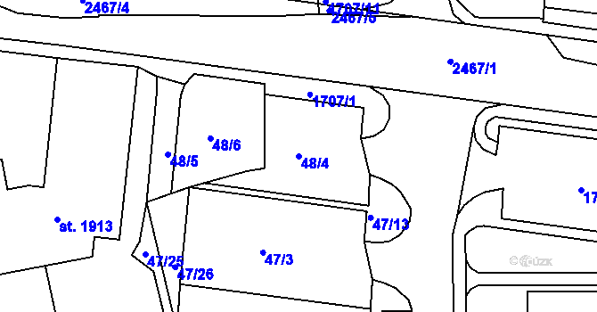 Parcela st. 48/4 v KÚ Vlašim, Katastrální mapa