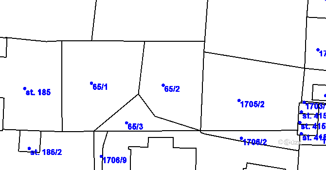 Parcela st. 65/2 v KÚ Vlašim, Katastrální mapa