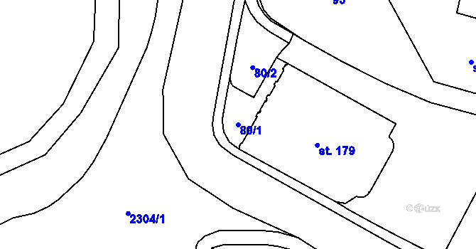Parcela st. 80/1 v KÚ Vlašim, Katastrální mapa