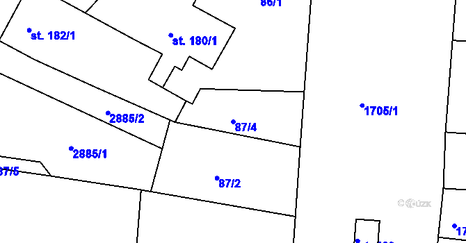 Parcela st. 87/4 v KÚ Vlašim, Katastrální mapa