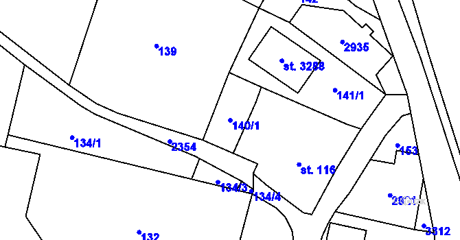 Parcela st. 140/1 v KÚ Vlašim, Katastrální mapa