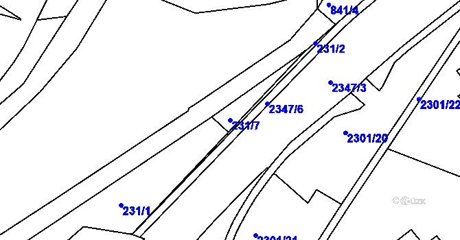 Parcela st. 231/7 v KÚ Vlašim, Katastrální mapa