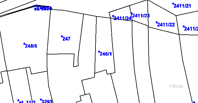 Parcela st. 246/1 v KÚ Vlašim, Katastrální mapa