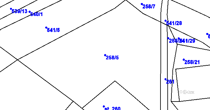 Parcela st. 258/5 v KÚ Vlašim, Katastrální mapa