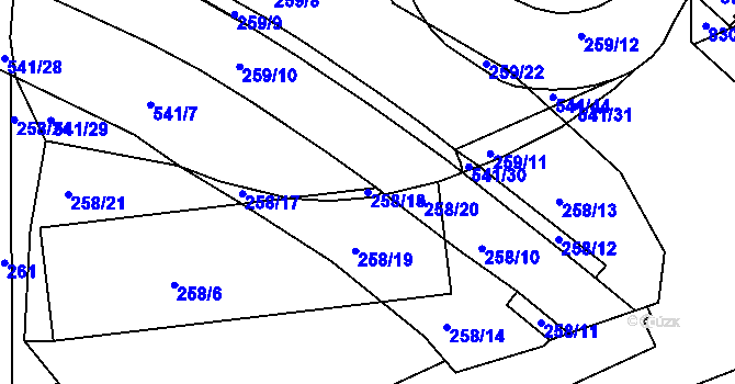 Parcela st. 258/18 v KÚ Vlašim, Katastrální mapa