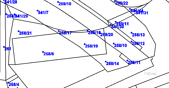 Parcela st. 258/19 v KÚ Vlašim, Katastrální mapa
