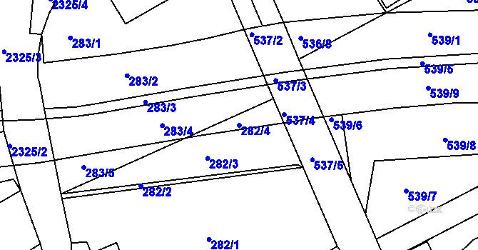 Parcela st. 282/4 v KÚ Vlašim, Katastrální mapa