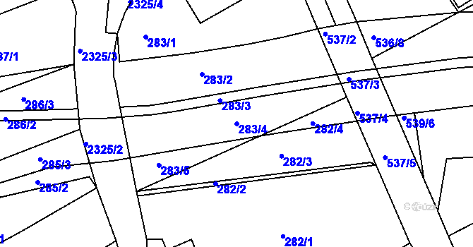 Parcela st. 283/4 v KÚ Vlašim, Katastrální mapa