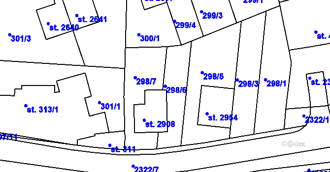 Parcela st. 298/6 v KÚ Vlašim, Katastrální mapa