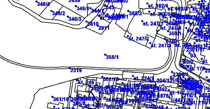 Parcela st. 358/1 v KÚ Vlašim, Katastrální mapa
