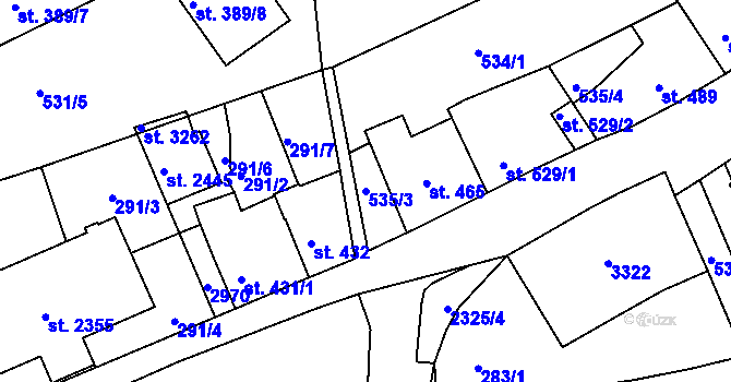 Parcela st. 535/3 v KÚ Vlašim, Katastrální mapa