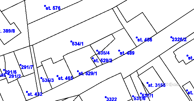 Parcela st. 535/4 v KÚ Vlašim, Katastrální mapa
