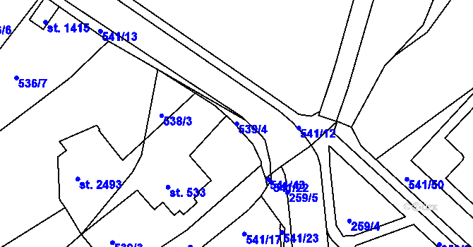 Parcela st. 539/4 v KÚ Vlašim, Katastrální mapa