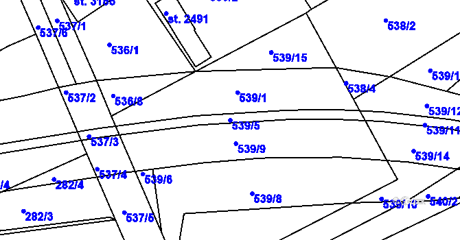 Parcela st. 539/5 v KÚ Vlašim, Katastrální mapa