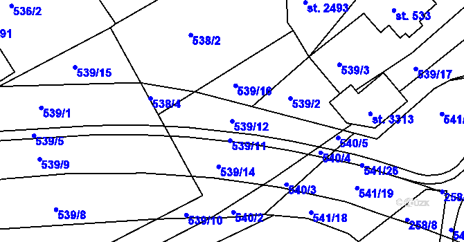 Parcela st. 539/12 v KÚ Vlašim, Katastrální mapa