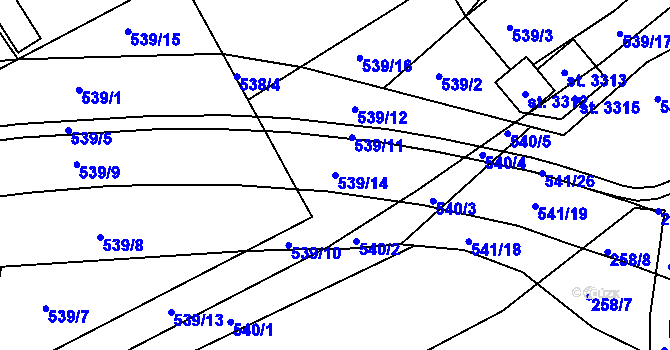 Parcela st. 539/14 v KÚ Vlašim, Katastrální mapa