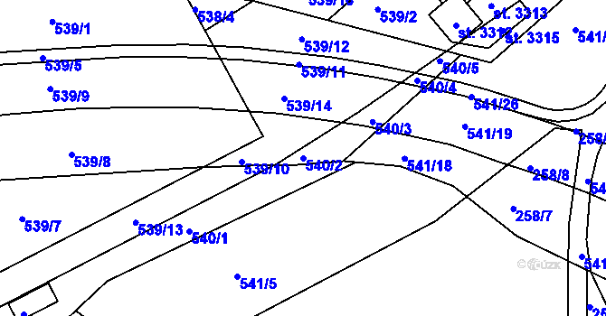 Parcela st. 540/2 v KÚ Vlašim, Katastrální mapa