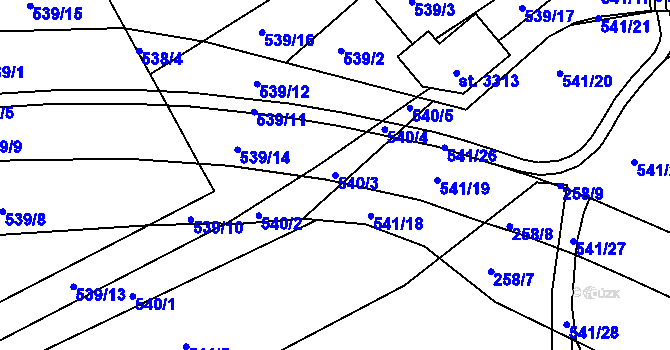 Parcela st. 540/3 v KÚ Vlašim, Katastrální mapa