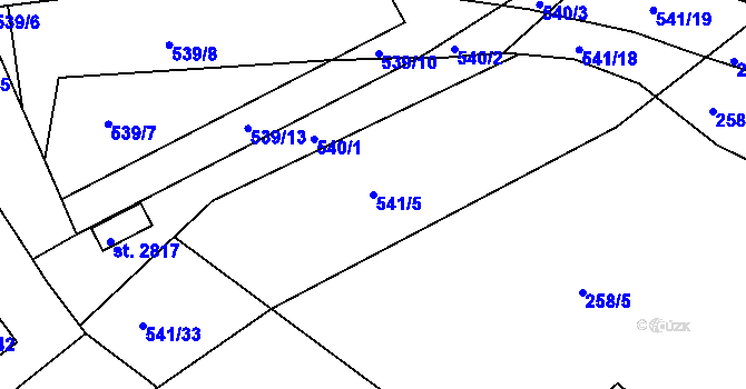 Parcela st. 541/5 v KÚ Vlašim, Katastrální mapa