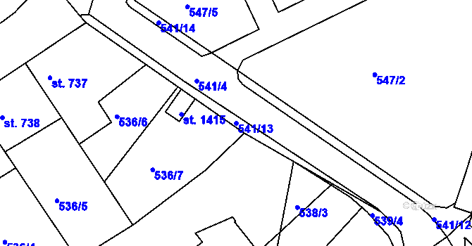 Parcela st. 541/13 v KÚ Vlašim, Katastrální mapa