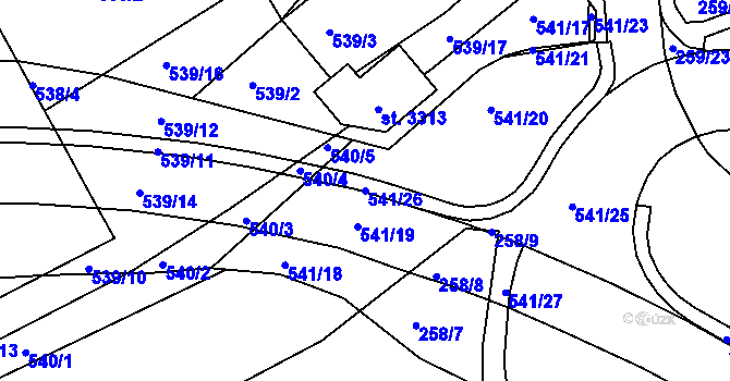 Parcela st. 541/26 v KÚ Vlašim, Katastrální mapa