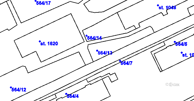 Parcela st. 564/13 v KÚ Vlašim, Katastrální mapa