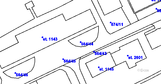 Parcela st. 564/44 v KÚ Vlašim, Katastrální mapa