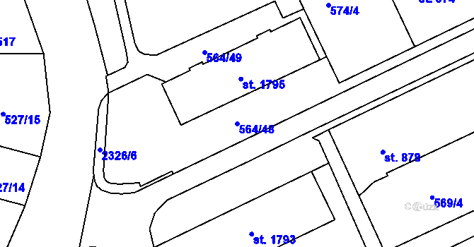 Parcela st. 564/48 v KÚ Vlašim, Katastrální mapa