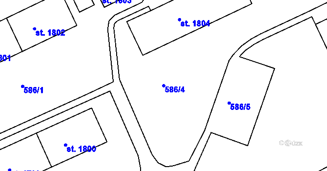 Parcela st. 586/4 v KÚ Vlašim, Katastrální mapa