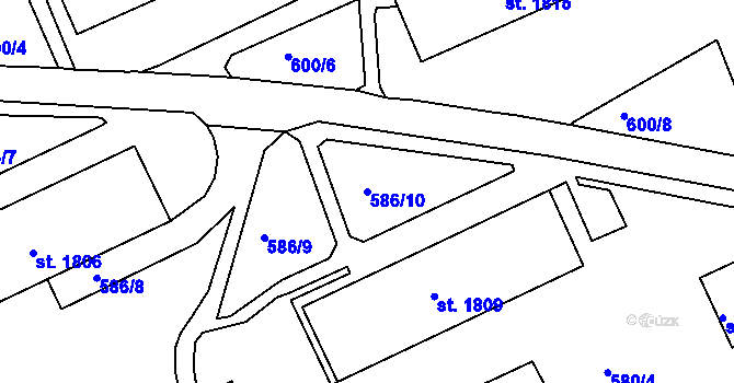 Parcela st. 586/10 v KÚ Vlašim, Katastrální mapa
