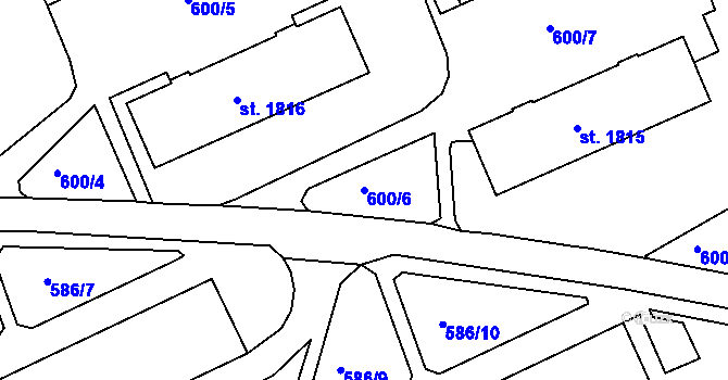 Parcela st. 600/6 v KÚ Vlašim, Katastrální mapa