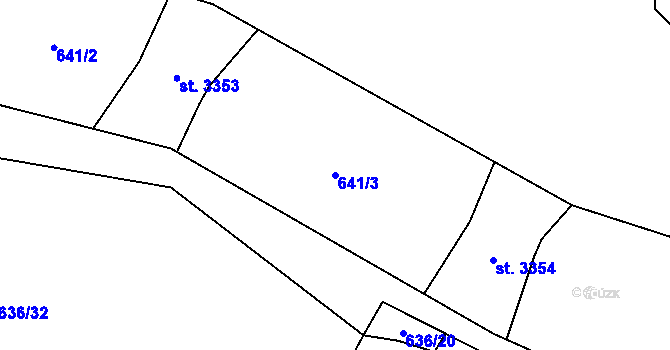 Parcela st. 641/3 v KÚ Vlašim, Katastrální mapa