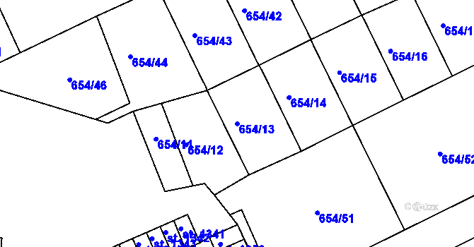 Parcela st. 654/13 v KÚ Vlašim, Katastrální mapa